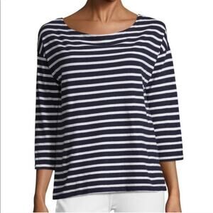 Sundry Maritime 3/4 Sleeve Navy White Top Size Medium